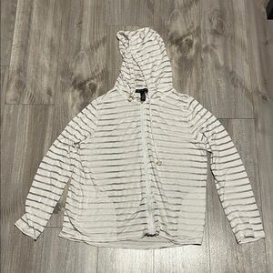 INC International Concepts White and Gray Striped Jacket